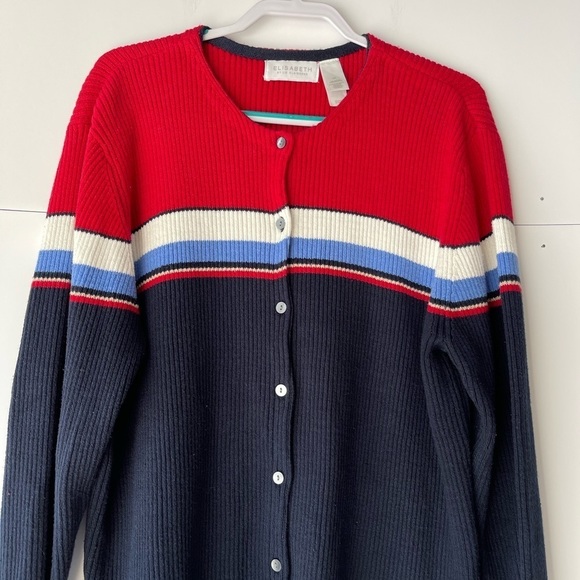 Liz Claiborne Women Plus Size Sweater Blouse Navy Blue Red Striped  2X, NEW! - Picture 9 of 11